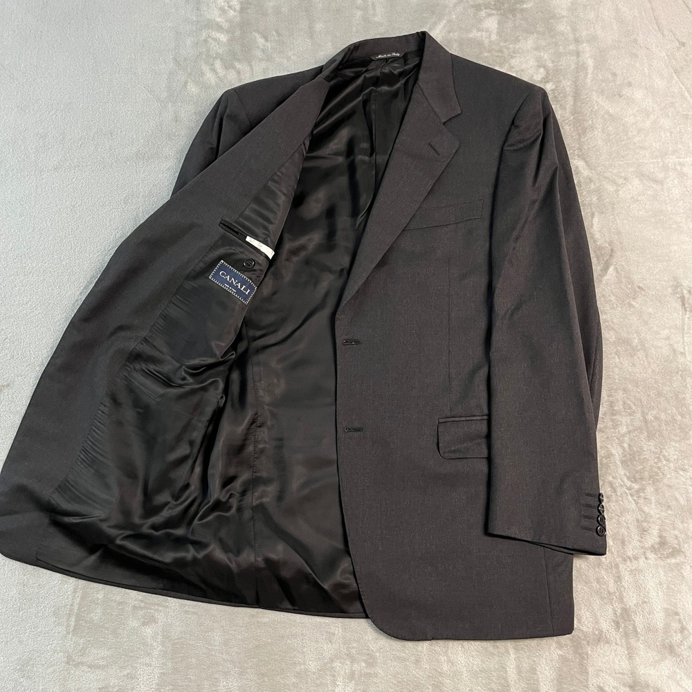 Canali Mens Charcoal Gray 100% Wool 2 Button Blazer Sport Coat Italy 54L 44L